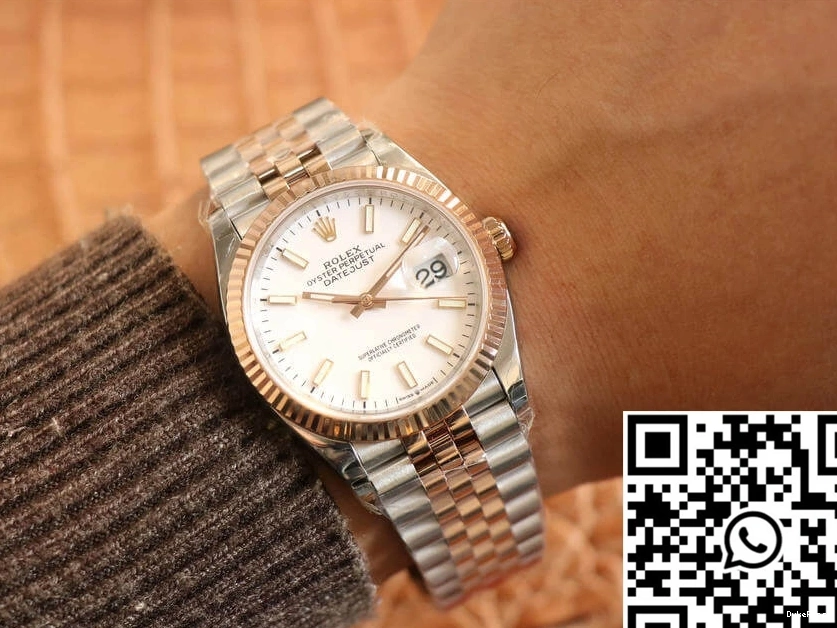 Datejust White M126231-0017 EW Rolex Dial Rose Factory Gold 0314